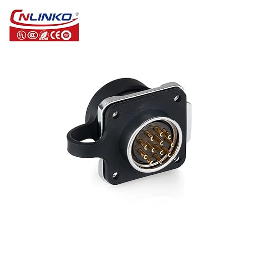 CNLINKO LP-20 Industrial Waterproof Connector IP68 Circular Connector Quick Plugging Aviation Connector Anti-Interference Shell Fast Release Connector M20 2-12 Pin Flange Socket (12 Pin)