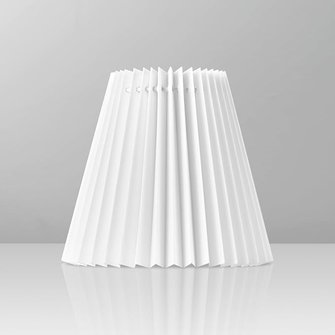 5 Pack White Pleated Chandelier Shade, 4" Top x 6" Bottom x 6" High Hardback Lampshade, 4x6x6 Inch Linen Fabric, Perfect Fit for 5-Light Pendant Light Wall Sconce, Clip On Bulb E12 Socket(Large Size)