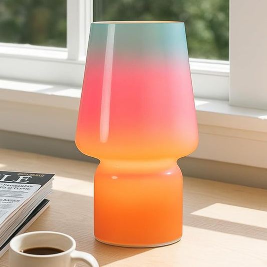Mushroom Lamp,Mother's Day Gifts,Small Table Lamp,Cute Nightstand Kitchen Mini Lamp,Glass Table Lamp,Suitable for Bedrooms, Kitchens, Living Rooms, Bedside, Girl Gifts（Blue Gradient）