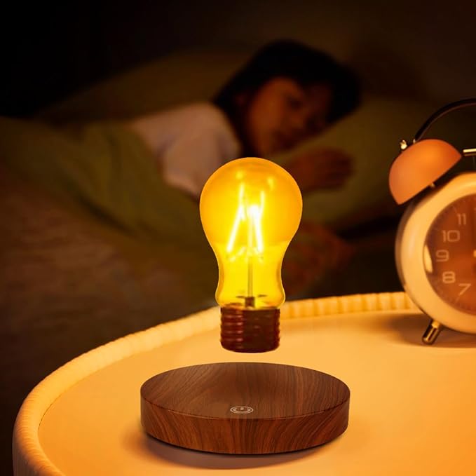 Magnetic Levitation Floating LED Light Bulb, Levitating Bulb Desk Lamp Rotating Floating Bulb Night Lights for Home Room Decoration Office Table Lamp