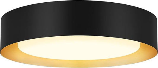 Modern Flush Mount Ceiling Lights,Minimalist 16.5IN Round Close to Ceiling Light Fixtures,Black and Gold Metal Ceiling Lighting Lamp for Living Room,Dining Room,Bedroom,Kitchen