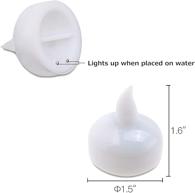 IMAGE Floating Candles, Flameless Floating LED Tea Lights 12 Pack Waterproof Tealight Candles for Wedding Party Spa Home Indoor Outdoor Decor-Cool White