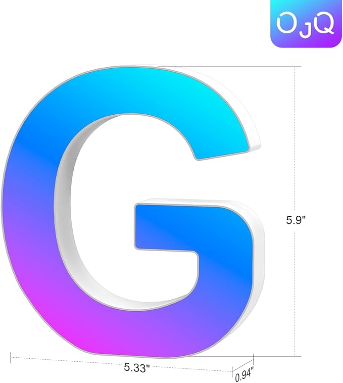 OJQ Light Up Letters LED Letter - Marquee Letters Room Decor Alphabet Letter Music Sync Color Change Colorful - Christmas Birthday Gifts for Girl - Gifts for Men Gaming Equipment Desk Decor