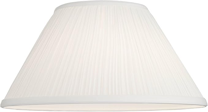 White Mushroom Pleated Large Lamp Shade 6" Top x 14" Bottom x 8" Slant (Spider) Replacement with Harp and Finial - Springcrest
