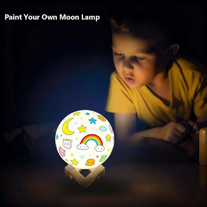 HOLA Paint Your Own Moon Lamp Kit, 2025 Updated USB Rechargeable, DIY Arts Supplies and Crafts Kit, Easter Gifts for Kids Girls Boys Teens, Ages 6 7 8 9 10 11 12 13 14 15 16 Year Old Birthday