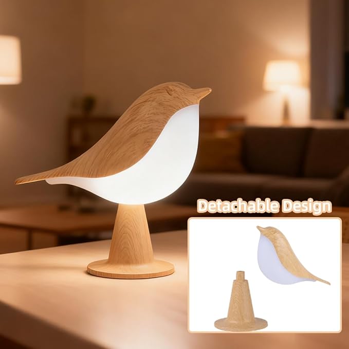 Bird Cordless Table Lamp, Small Cordless Bedside Lamp with 3 Color Temperature, Touch Sensor & Rechargeable Battery - Night Light for Kids, Bedroom, Bedside (Light+Dark)