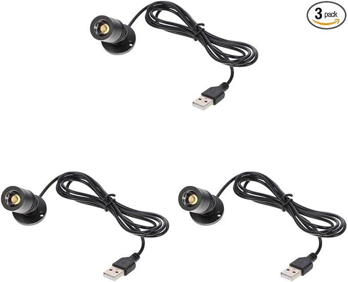 Uonlytech Led Track Lighting 3 Pack Jewelry Showcase Small LED Spot Light Indoor USB Small Spotlight USB- Powered Spotlight for Jewelry - USB Powered Furniture