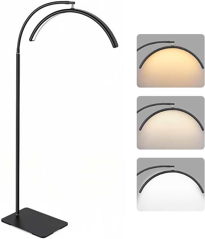 Half Moon Lash Light for Eyelash Extensions & Estheticians, Dimmable LED Lash Lamp with Flexible Gooseneck, Shadow-Free Moon Light for Lash Tech, Tattoo, SPA, Eyelash Lamp (Glossy Black)