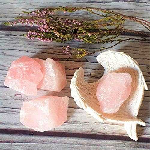 Zenkeeper 1Lb Natural Raw Rose Crystal Large Rose Quartz Stone Rough Gemstones Fountain Bulk Rocks for Tumbling, Cabbing, Polishing, Wire Wrapping, Wicca & Reiki Crystal Healing