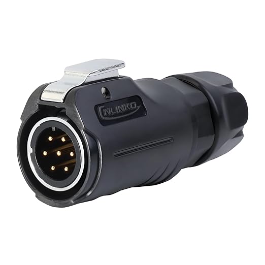 CNLINKO LP-12 7 Pin Connector IP68 Waterproof Circular Electrical Plug for Outdoor Equipment Solar Industrial Machinery DC 12V Threaded Single Port Metal-Reinforced Kit (7-Pin)