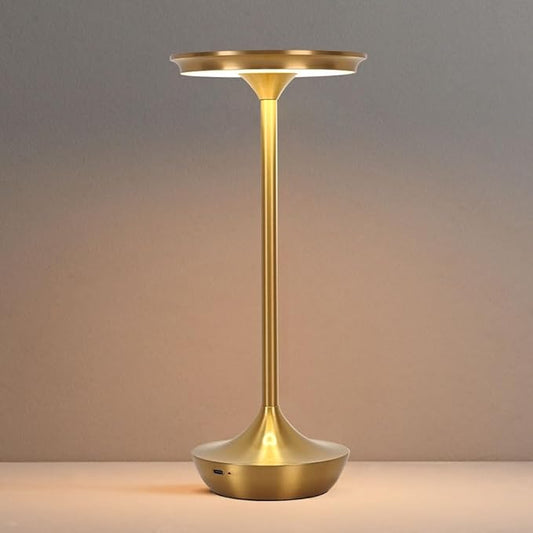LED Cordless Table Lamp Rechargeable,Portable 6000mAh Battery Outdoor Bedside Table Lamps,3 Color Stepless Dimming Touch Battery Powered Lamp, Table Light for Restaurant/Patio/Camping/Bedroom(Gold)
