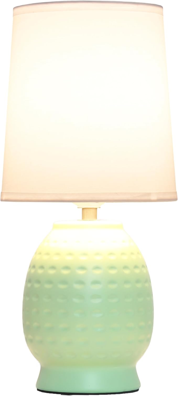 Simple Designs LT1161-LIM 12.5" Chic Glow Petite Dimpled Ceramic Table Lamp, for Bedroom, Office, Living Room, Stylish Spaces, Lime Green