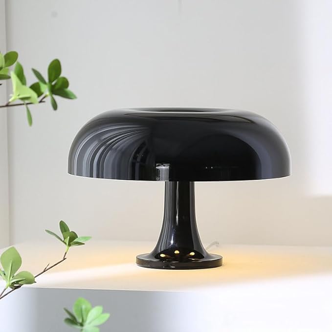 Mushroom Table Lamp, Dimmable with 3 Lighting Modes, Mid Century Retro Design, Black