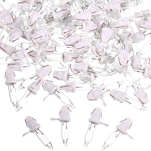 Mudder 60 Count Christmas Tree Replacement Light Bulbs 2.5v 0.425 Watt Replacement Bulb Mini Incandescent Wire String Lights Decoration for Prelit Xmas Tree(White Base with Warm White Bulb)