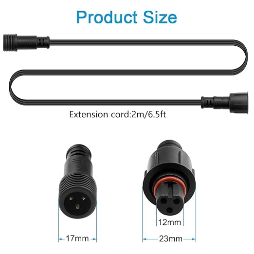 ALITOVE 6.56ft 3 Pin xConnect Extension Cable with 17mm Male & 12mm*23mm Female X-Connector 18AWG Power Cord IP68 for B0923SDR5T B0CM95W84B B0CW9NQ12K WS2811 Halloween Christmas Pixel Lights(2 Pack)