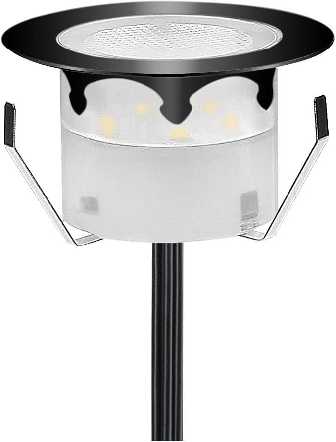Low Voltage LED Deck Lighting Kit Stainless Steel 0.2W~0.5W Waterproof Outdoor Yard Garden Decoration Lamps Landscape Pathway Patio Step Stairs RGB LED In-ground Lights (Black Border,1 Pack)