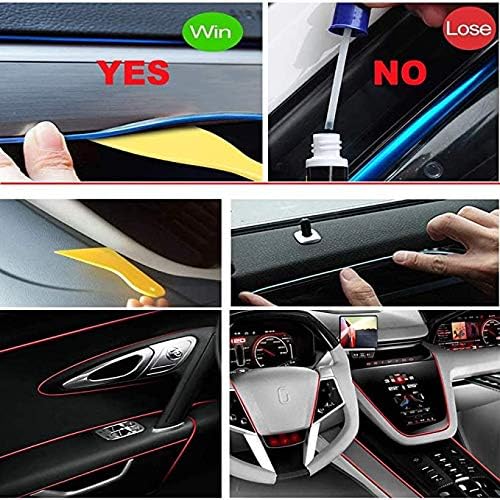 MaxLax Yellow EL Wire Car Interior LED Kit - 16.4ft Flexible neon-Style Wire with 12V Fused Power Supply. Features 6mm Reinforced Edge for Easy auto Installation