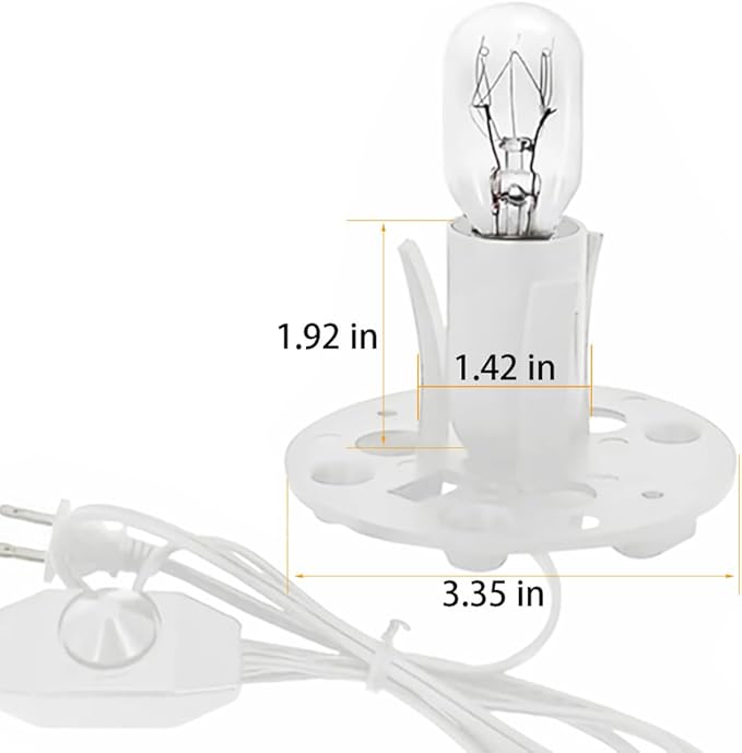 Himalayan Salt Lamp Cord White, 6ft with Dimmer Switch, Replacement Cord with 3.34 Inch Base, 6 15W E12 Bulbs