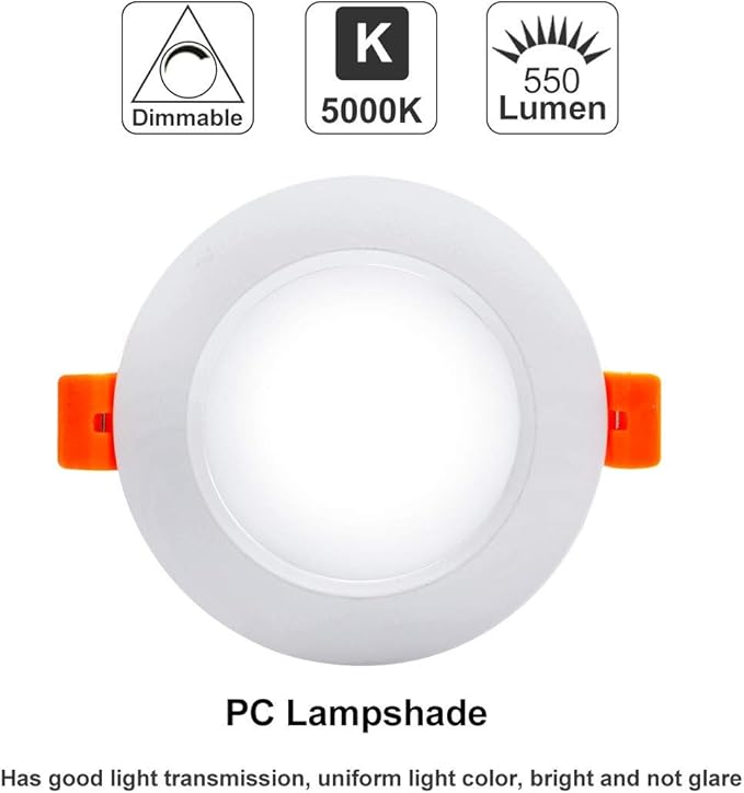 YGS-Tech 3.5 Inch LED Recessed Lighting, Dimmable Downlight 7W(55W Halogen Equivalent), CRI80, 5000K Daylight White, Ceiling Light with LED Driver(10 Pack)