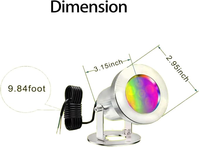 LED Pond Lights with Remote Control, 6W SS316 Stainless Steel RGB Underwater Fountain Light IP68 Waterproof Outdoor Underwater Lights for Pond Waterfall (4)