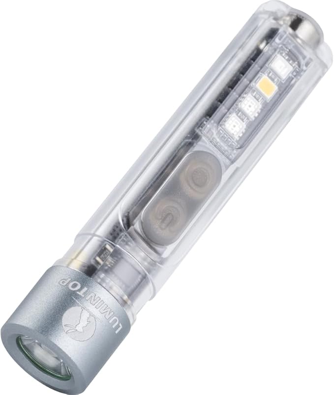 LUMINTOP Black CAT Mini EDC Flashlight 400 Lumens Rechargeable with UV Light Warm White Side Light Magnetic Tail for Camping Hiking