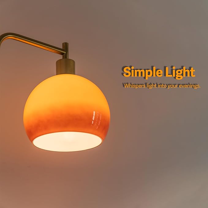 Glass Floor Lamp,67" Modern Standing Lamp with Sunset Grapefruit Glass Lampshade Metal Pole for Living Room, Bedroom, Office - Heavy Base,Pedal Switch (Include Bulb)(Gradient)