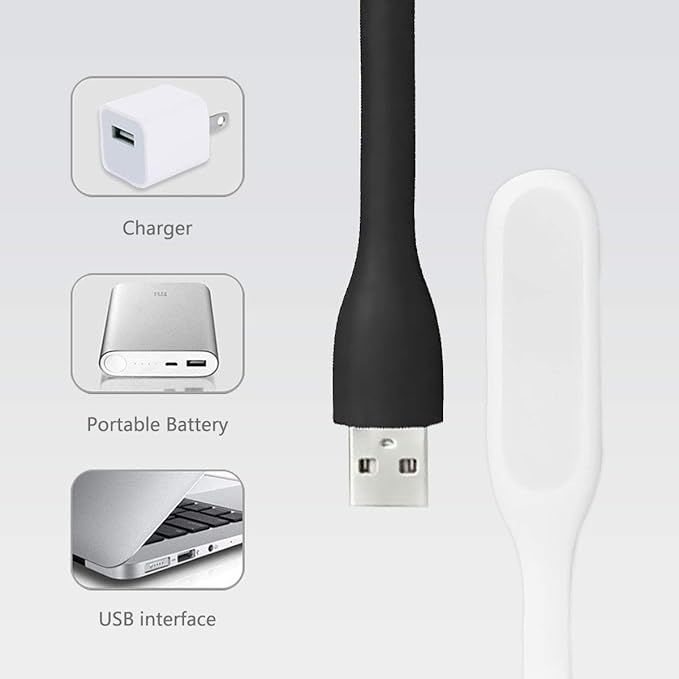 USB LED Light Lamp for Power Bank, Portable Eye Care Mini Night Light with Flexible Arm, USB Gooseneck Reading Lamps Book Light,Compatible for Desktop, Notebook Laptop (10-Green)