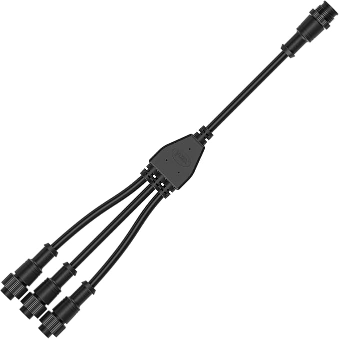 BTF-LIGHTING 3 Core 3 pin Big Size IP67 Y Shape 1 Male-Divided-3 Female Splitter Connctor Black Plastics 0.75mm²/18AWG 22mm Metal Metal Nut Support All 3 pin Big Size IP67 Connectors