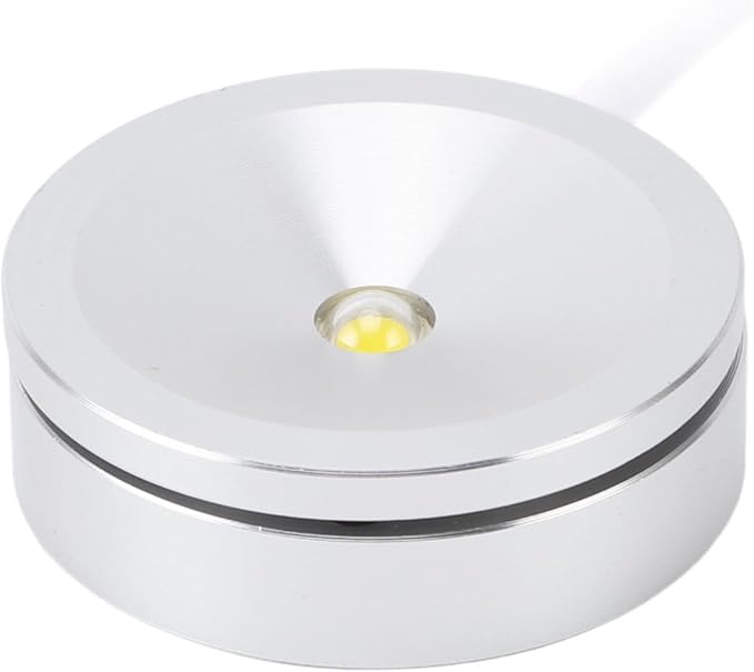 Hyuduo Round LED Spotlight 1W for Jewelry Cabinet, USB-Powered Showcase Light with 4.2ft CableWhite Light Small Shelf Lamp