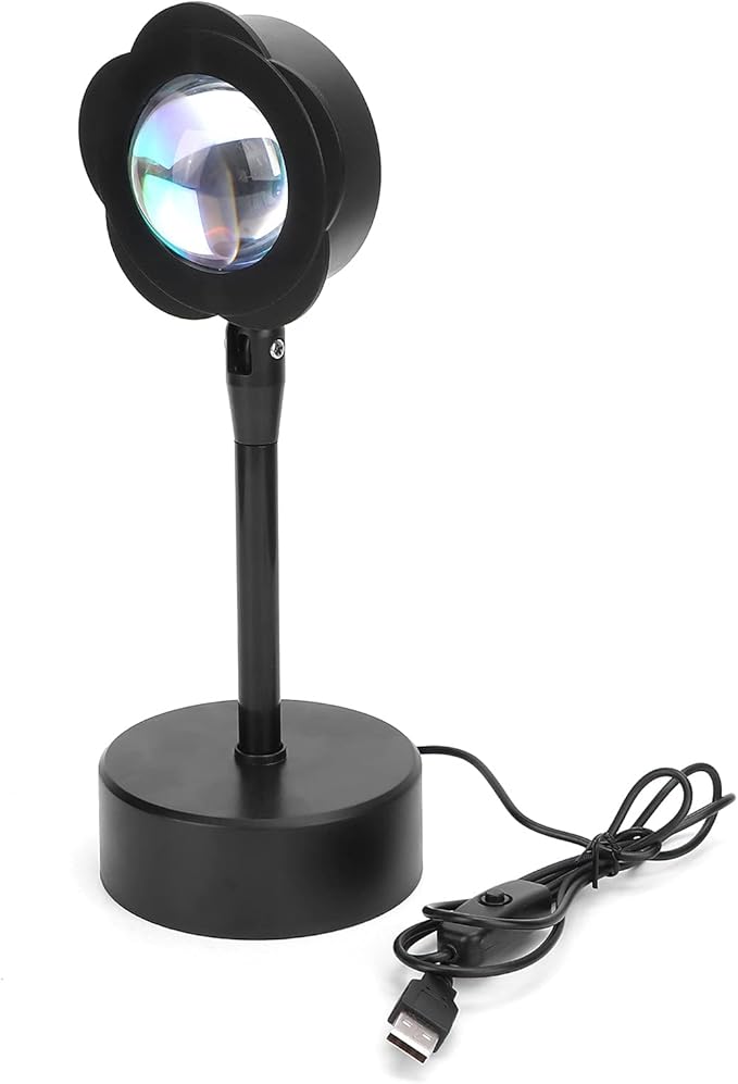 Sunset Projection Lamp, LED Atmosphere Light with 180 Degree Rotation, USB Powered Rainbow Night Light for Room Decor, Photography and Romantic Ambience (Sun)