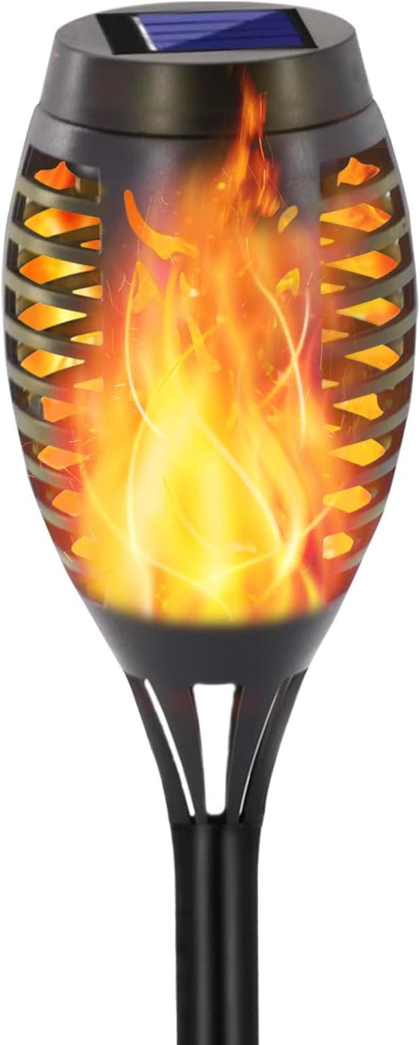 EOYIZW Solar Outdoor Lights, Solar Tiki Torches with Flickering Flame for Outdoor Decor, Waterproof Outdoor Lights Solar Powered, 12 LED Mini Torch Light Decorative for Garden Yard Patio