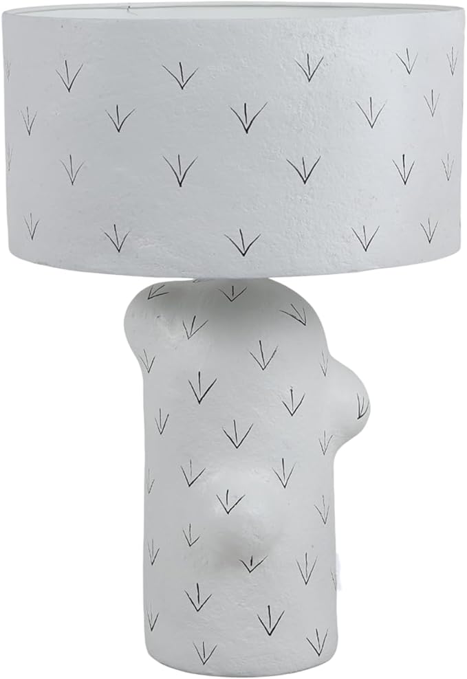 Handicrafts Home Handcrafted Paper Mache Table Lamp, 13.5x20” Modern Farmhouse Accent Table Lamp, Decorative Dome Bedside Nightstand Lamp for Bedroom Living Room, Small Sculptural Desk Light, Chevron