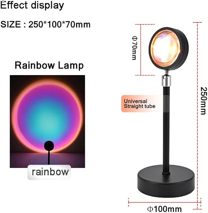 Sunset Projector Lamp,16 Color RGB LED Mood Light with Remote,360°Rotation,Dimmable,Sunset Background,Decorative Night Light for Live Streaming,Photography/Selfie/Party,Bedroom