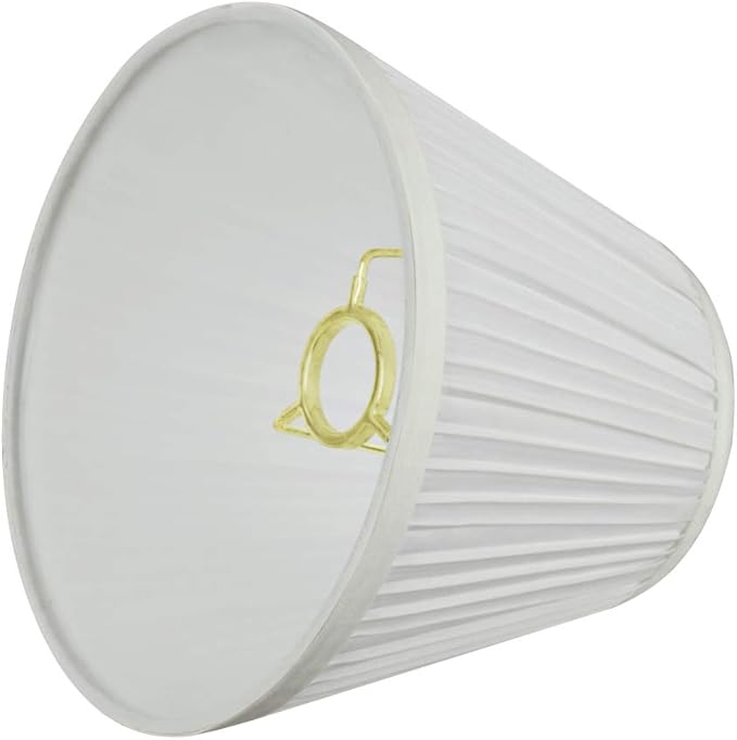 Aspen Creative 59151A Pleated Empire Uno Lamp Shade in White, 4.5" Top x 8" Bottom x 6.5" Slant Height, Slip UNO 33mm