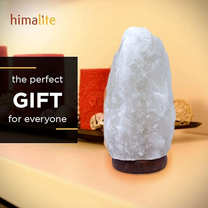 LED White-Color Changing Pure Himalayan Salt Lamp 7 Inches Tall with USB Adaptor and Wooden Base Himalite Carnival of Lights White_salt_Lamp