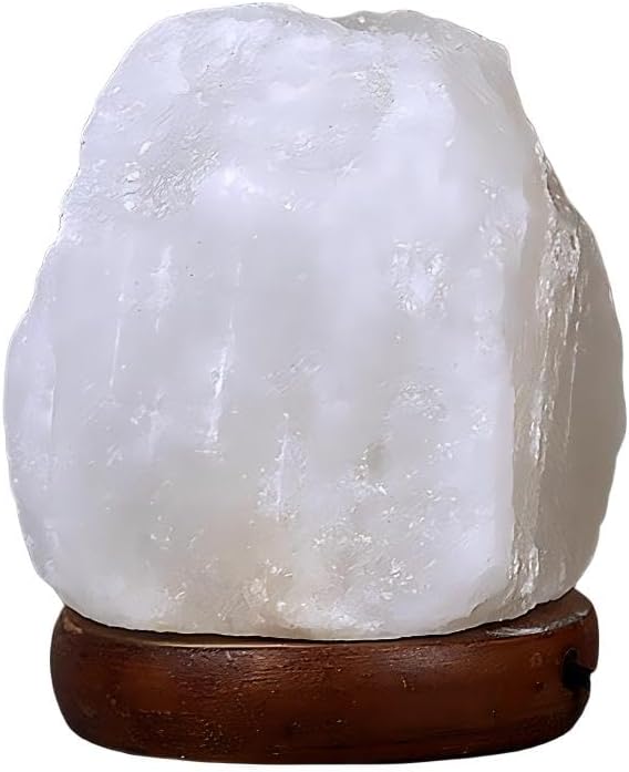 Himalayan Salt Lamp with USB Power, Natural Shape, Color-Changing LED and Warm White Light, Wooden Base Night Light (White, Natural, Change Color)