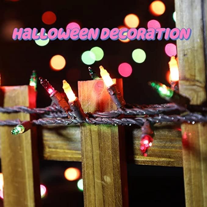 LAMPHOME Halloween String Lights - Orange Purple Green Mini Lights, 150count 31.9ft Halloween Lighting Decor for Outdoor&Indoor Use, Fairy Garden, Yard, Home, Party, Holiday Decoration