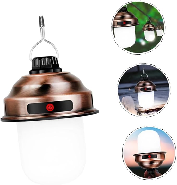 1pc Retro Led Camping Lamp Portable Outdoor Rechargeable Lantern for Tent Hiking Fishing and Emergency Use Lightweight Convenient Hanging Design for Camping Adventures