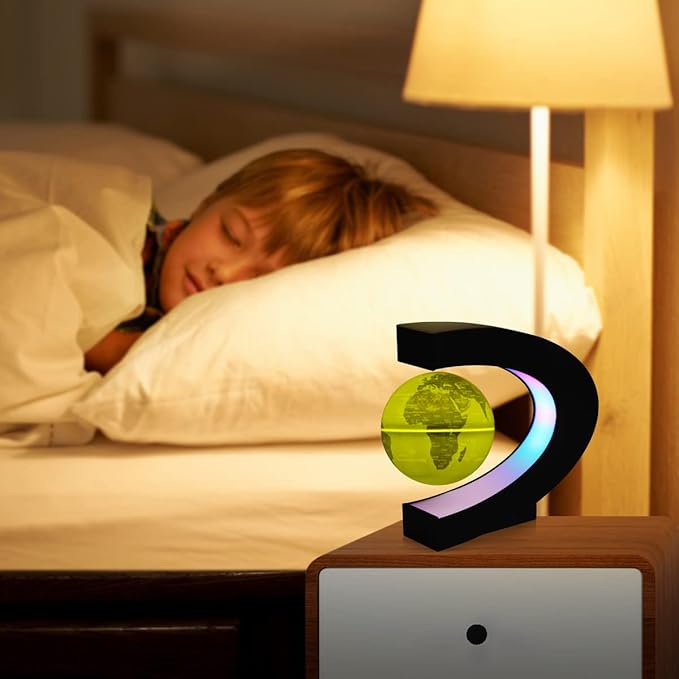 Levitating Globe with LED Lights, Multi-Color Changing Magnetic Levitation Globe Rotating Floating World Map Lamp Office Home Desk Decoration for Friend Birthday Gifts