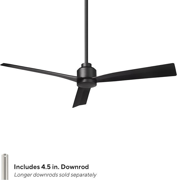 Clean Indoor/Outdoor 3-Blade Smart Compatible Ceiling Fan 52in Matte Black with Remote Control and Wall Cradle. Works with iOS/Android, Alexa, Google Assistant, Samsung SmartThings, and Ecobee.