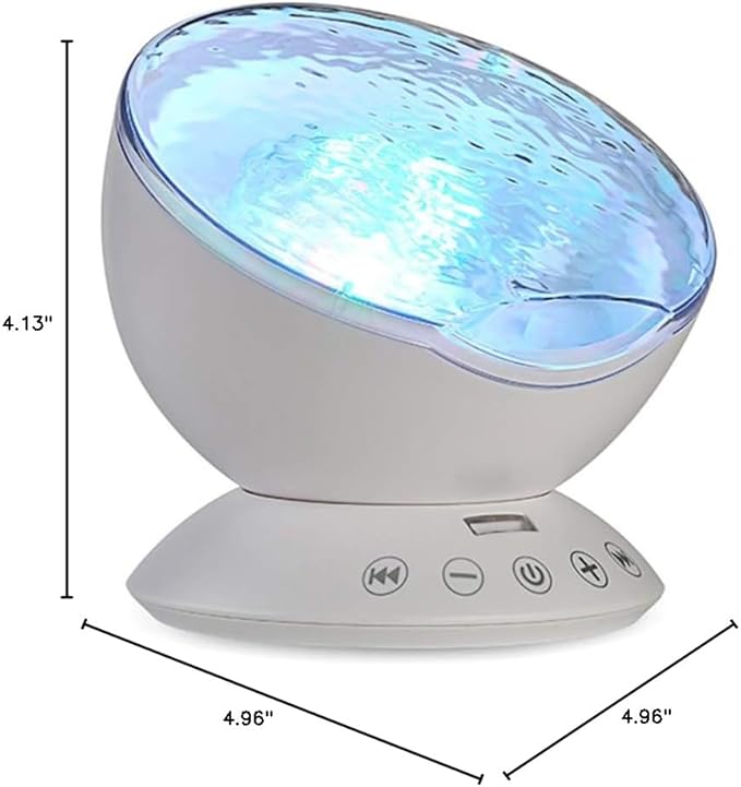 TOMNEW Ocean Wave Projector Sound Machine, Night Light Projector with Remote Control Timer 8 Colors LED Lighting Modes Water Lamp for Kids Adults Bedroom Living Room Party Decorations Gift (White)