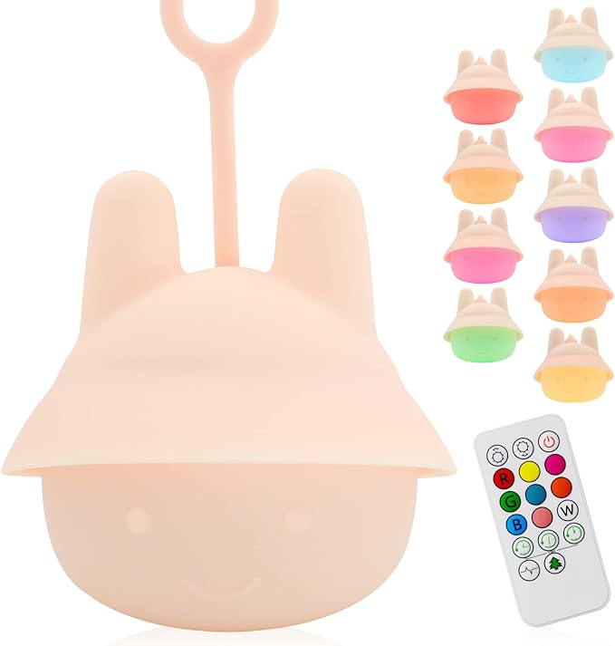 ShaArkMango Baby Car Seat Night Light, 9 Color Changing Dimmable LED Nursery Light, USB Rechargeable BPA-Free Silicone Portable Light for Stroller Camping Baby Shower