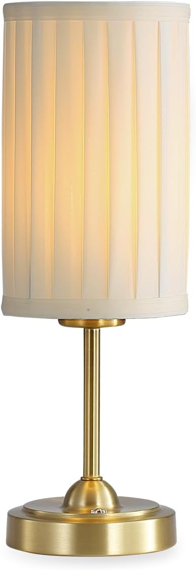 Portables Cordless Table Lamp, LED Fabric Shade Desk Lamp,Rechargeable Battery Operated，Lighting for Bedroom, Bedside,Bar,Living Room, Dining Room, Night Light (Brass)