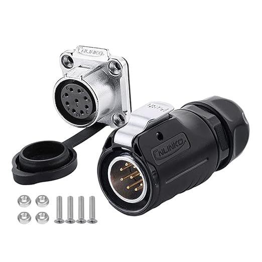CNLINKO LP20 Series Waterproof Connector, IP68 Power Connector 9 Pin m20 Connector for LED Lamp Project Cable Assemble Type (9 pin)
