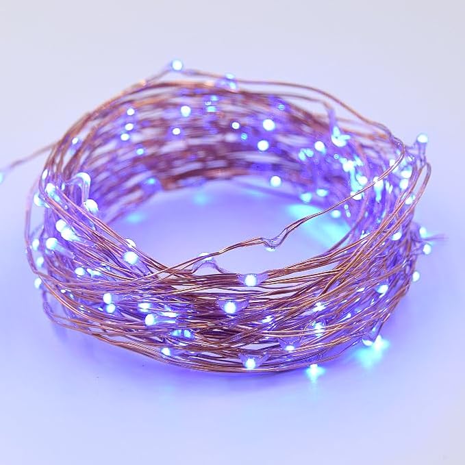 Hometown Evolution, Inc. Blue LED Fairy Lights - Plug in - 33 Foot 100 Blue LED Micro Lights on Copper Wire - Waterproof for Indoor and Outdoor Use