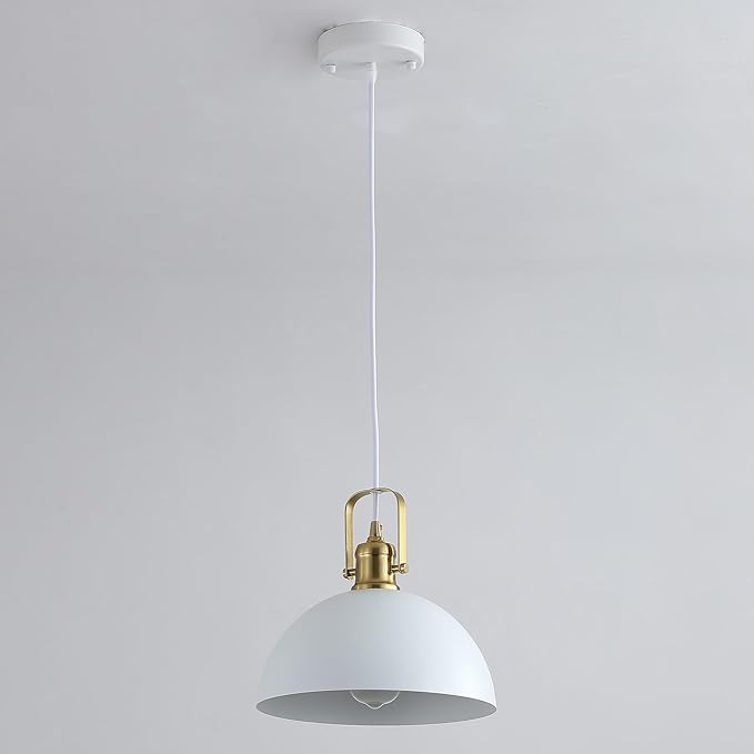 Pendant Lights Kitchen Island 3 Pack, White and Gold Dome Pendant Lighting, Ceiling Hanging Light for Kitchen Living Dining Room Restaurant Hallway Entrance