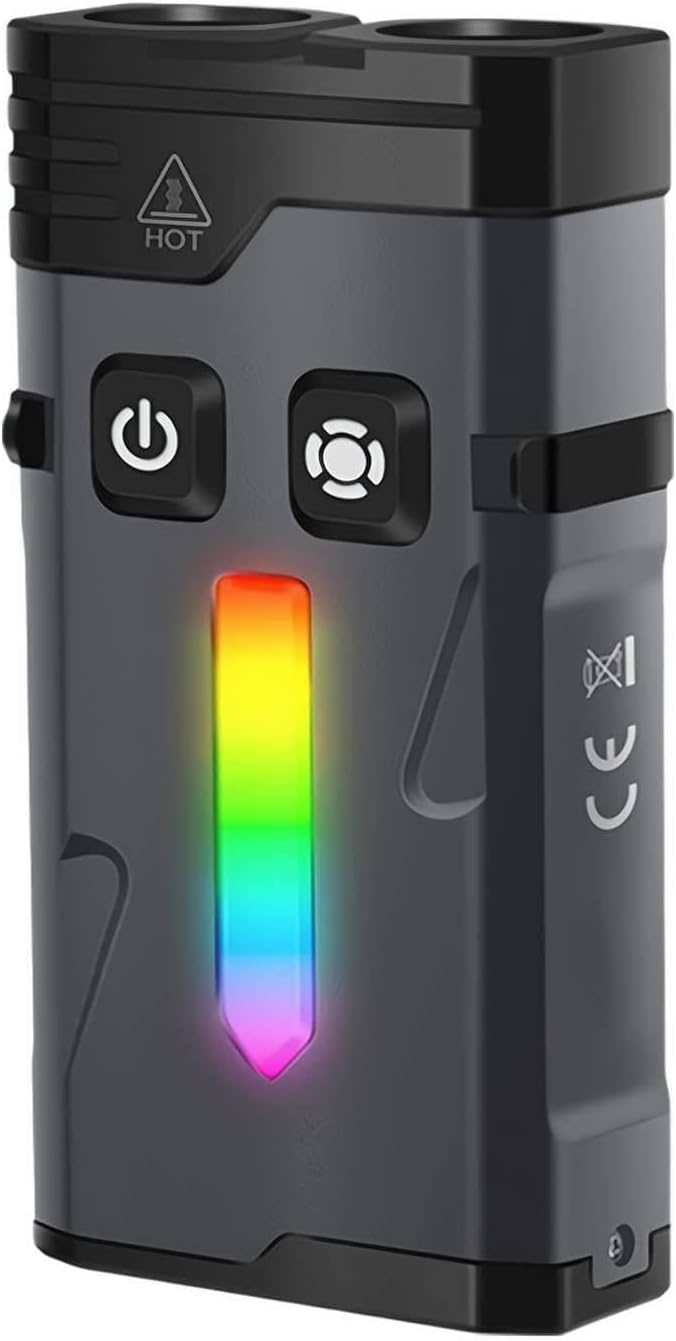 ED-C Strong Light Keychain Flashlight– Aluminum Alloy Flashlight,1100 Lumens,RGB Light-ing with Spot and Flood,IP66 Waterproof & Magnetic Clip for Outdoors,Emergency (EV10 Side Light RGB)