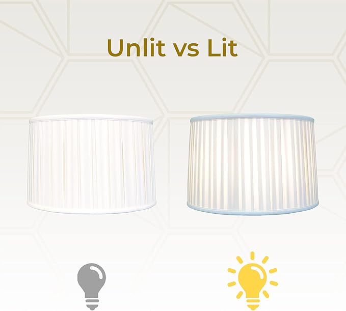 Royal Designs, Inc. Shallow Drum English Box Pleat Basic Lamp Shade, White, 15 x 16 x 10 (Spider), Set of 2