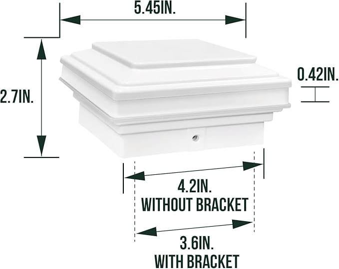 GKOLED Flat Top Post Light, 9-15V AC/DC 3W IP65 Waterproof Outdoor Deck Lighting, 2700K LED Fence Cap Lights for 3.5x3.5 4x4 Wood or Vinyl Posts, White