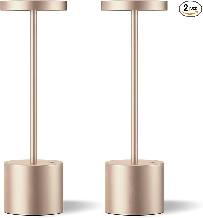 Kakanuo Cordless Table Lamp, 4000mAh Rechargeable Battery Powered Lamps, 3 Color Stepless Dimming, Wireless Outdoor Lamps for Dining Room, Bedroom, Patio, Camping, Set of 2- Antique White